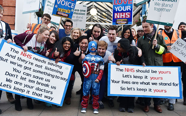 The NHS Choir join junior doctors as they they strike outside Great Ormond Street Hospital in London