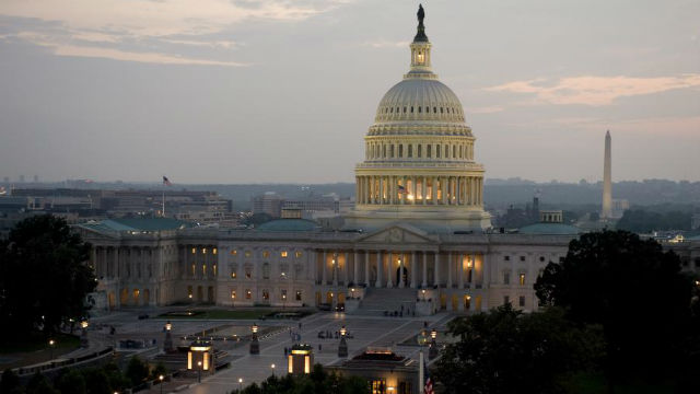 The U.S. Capitol at dusk