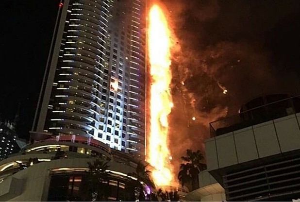 The fire at the hotel in Dubai