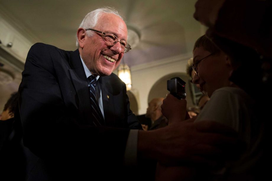 Democratic presidential candidate Sen. Bernie Sanders I-Vt. shakes hands during a campaign rally in Davenport Iowa. After launching a campaign that vowed to create a political revolution Vermont Sen. Bernie Sanders now has