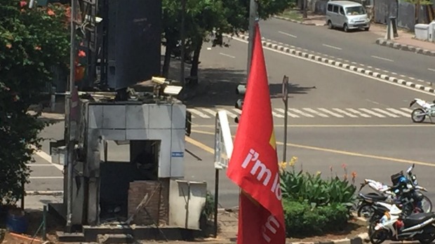 The site of a blast in central Jakarta on Thursday