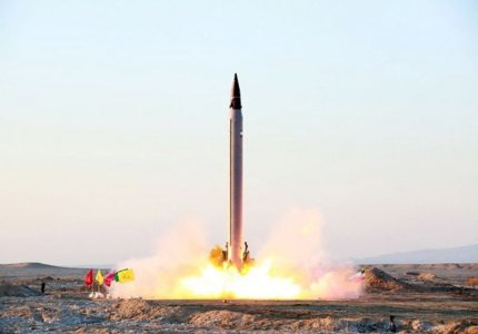 An Iranian Emad rocket is launched as it is tested at an undisclosed locati