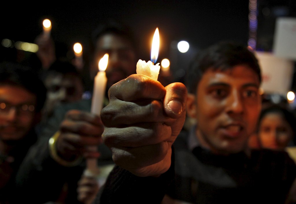 Students take part in a candlelight vigil in Chandigarh India this week for the Indian soldiers killed in a militant attack at Pathankot air base. Indian officials the attack which left seven soldiers dead was carried out by the banned Pakistan-based