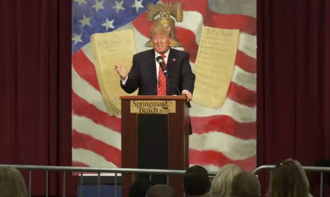 Trump speaking at the event in Myrtle Beach on Saturday