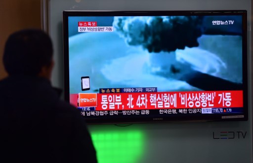 South Korea'strongly condemned North Korea's shock hydrogen bomb test and vowed to take'all necessary measures to penalis