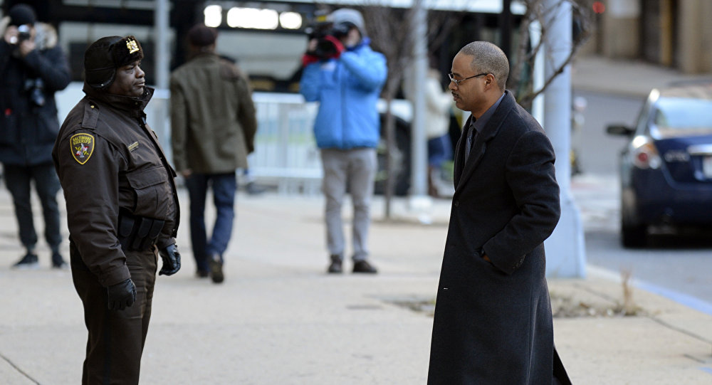 Caesar R. Goodson Jr. one of six Baltimore city police officers charged in connection to the death of Freddie Gray arrives at a courthouse for jury selection in his trial Monday Jan. 11 2016 in Baltimore Md