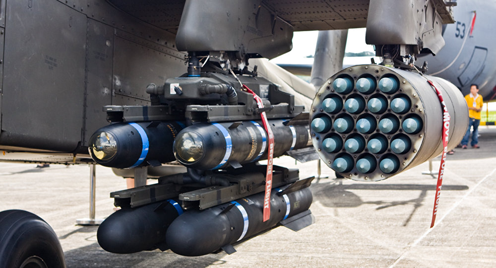 AGM-114 Hellfire Anti Tank missiles and Hydra 70mm rockets