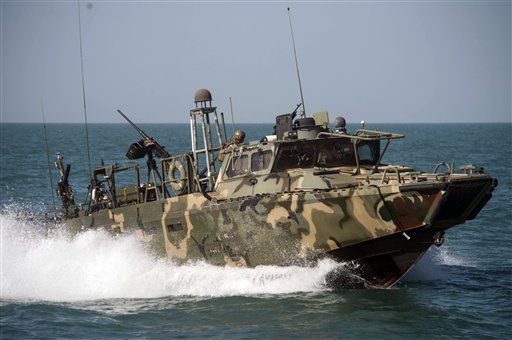 U.S. Navy Riverine Command Boat 802 assigned to Combined Task Group 56.7 conducts patrol operations in the Persian Gulf. Iran was holding 10 U.S. Navy sailors and their two boats similar to the