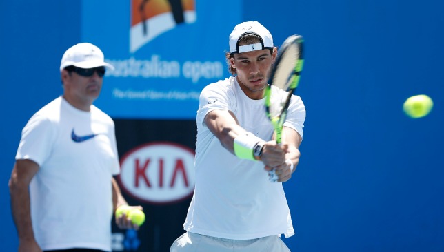 Uncle Toni watches on closely during Nadal's practice