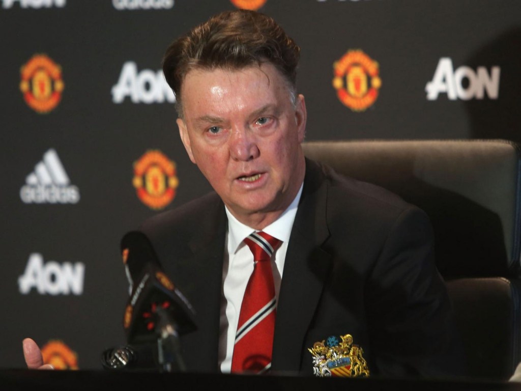 Manchester United manager Louis van Gaal at a press conference Getty Images