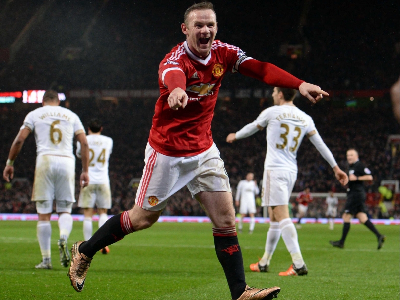 Wayne Rooney celebrates after scoring against Swansea on Saturday