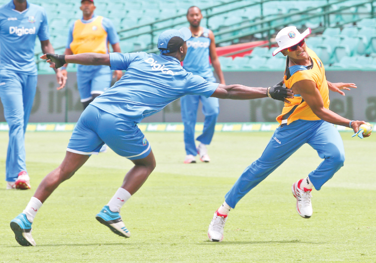 West Indies players train ahead of their Test match against Australia in Sydney Saturday. — AP