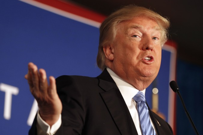 Republican presidential candidate Donald Trump speaks during a campaign stop before next months earliest in the nation presidential primary Monday Jan. 11 2016 in Windham N.H