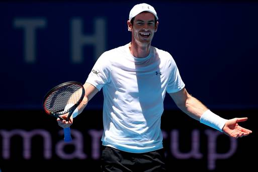 Winner Andy Murray on way to victory over Alexander Zverev yesterday in Perth