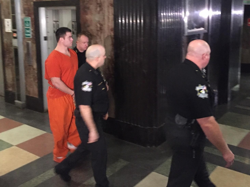 Daniel Holtzclaw is led to the coutroom before his sentencing Thursday. He received 263 years in prison after being convicted of 18 counts of rape and sexual assault last month