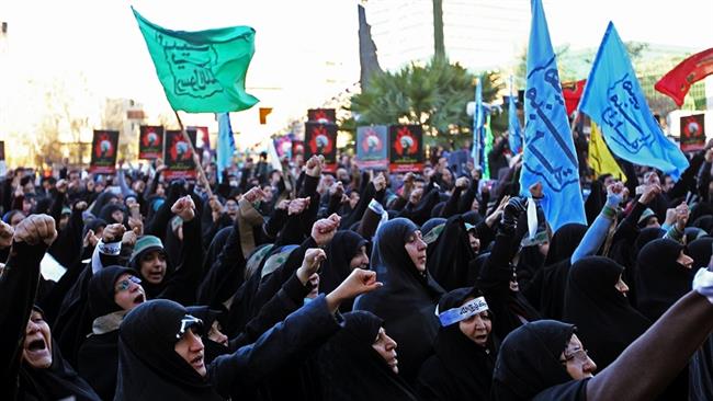 Protesters hold a rally in Tehran to show their anger at the Saudi execution of prominent Shia cleric Sheikh Nimr al-Nimr