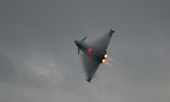 A Eurofighter Typhoon war plane one of many that the UK has been shipping to the Saudi war machine in recent months