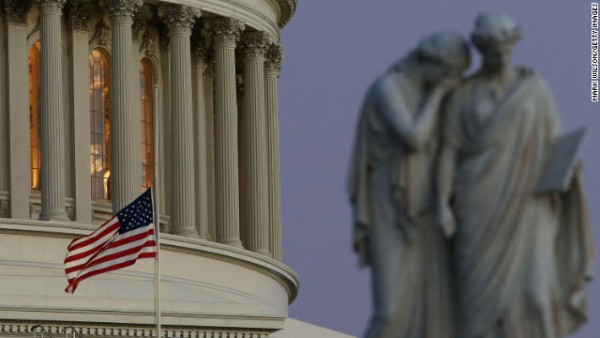 A flag at the U.S. Capitol flies at half-staff after President Barack Obama ordered the action while speaking from the White House. Obama called for'meaningful action in the wake of the school shooting