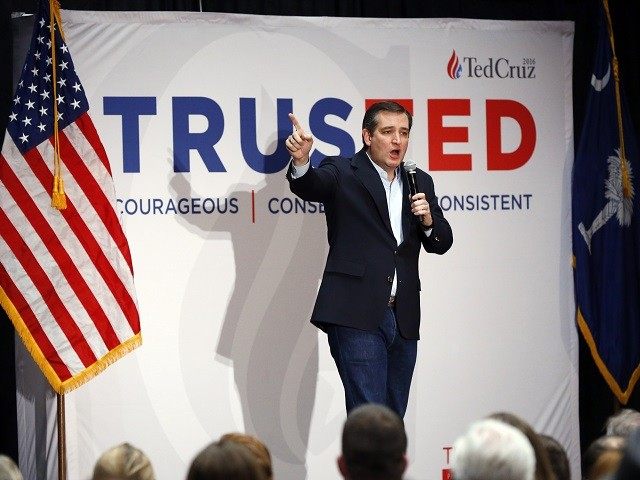 Republican presidential candidate Sen. Ted Cruz R-Texas speaks at a rally Tuesday Feb. 16 2016 in Anderson S.C