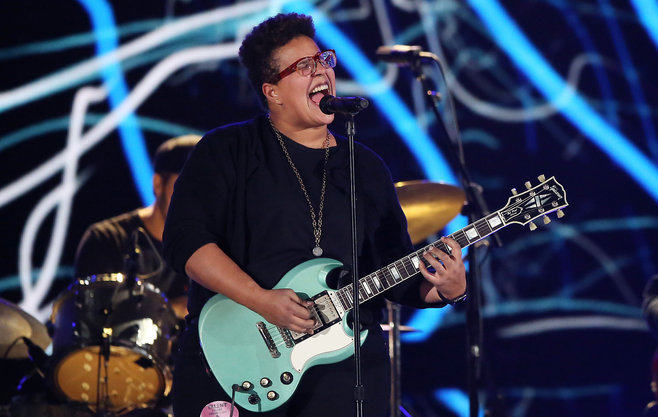 Brittany Howard of the band Alabama Shakes performs with the band during the 58th Annual Grammy Awards rehearsals on Friday Feb. 12 2016 at the Staples Center in Los Angeles