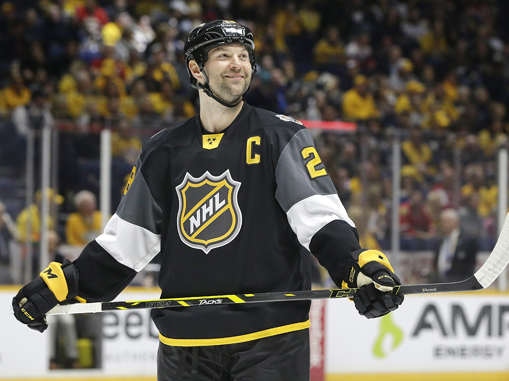 Pacific Division forward John Scott looks into the stands during the NHL hockey All Star championship game against the Atlantic Division Sunday Jan. 31 2016 in Nashville Tenn. The Pacific Division won 1-0 and Scott was named most valuable player. (AP