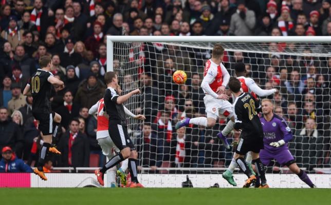 Football Soccer- Arsenal v Leicester City- Barclays Premier League- Emirates Stadium- 14/2/16 Arsenal's Danny Welbeck scores their second goal Action Images via Reuters  Tony O'Brien Livepic