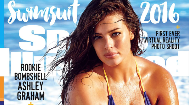 Ashley Graham a plus-size model is one of three cover girls for the 2016 Sports Illustrated Swimsuit issue