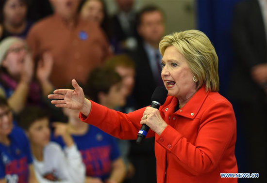 Democratic presidential candidate Hillary Clinton speaks at a rally at Washington High School in Cedar Rapids Iowa the United States Jan. 30 2016