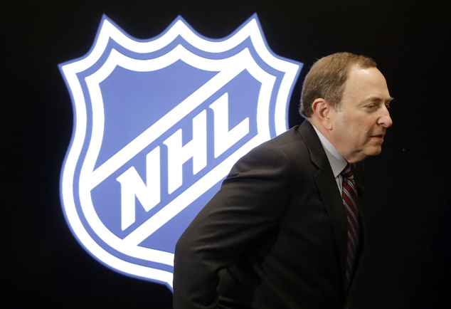 NHL commissioner Gary Bettman walks onto the stage for a news conference before the NHL hockey All Star game skills competition Saturday Jan. 30 2016 in N