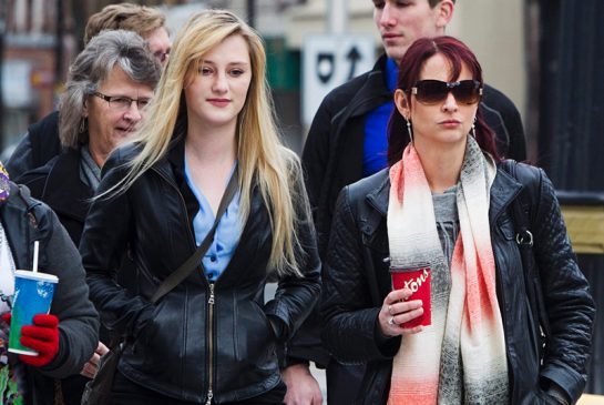 Tim Bosma's widow Sharlene Bosma right arrives at the John Sopinka Courthouse in Hamilton Ont. Tuesday