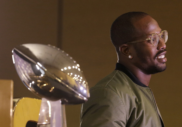 Denver Broncos linebacker Von Miller speaks at a news conference in San Francisco Monday Feb. 8 2016. Miller was named Super Bowl MVP after the Broncos