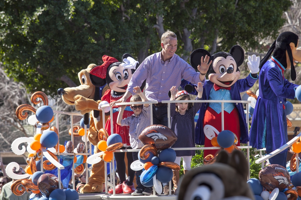 Parks the Disneyland Resort saluted quarterback Peyton Manning with a champions parade at Disneyland Park in Anaheim Calif