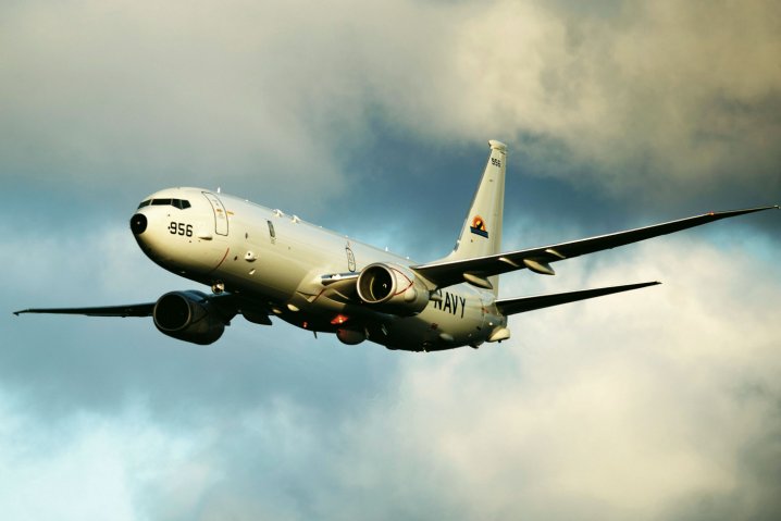 A US Navy Boeing P-8A Poseidon maritime patrol aircraft. The service has conducted surveillance flights using the platform over disputed areas of the South China Sea