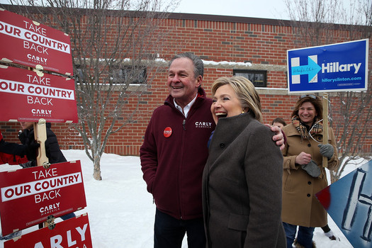 Democratic presidential candidate former Secretary of State Hillary Clinton poses for