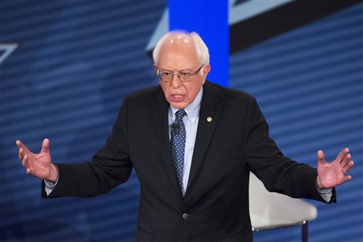 Democratic presidential candidate Sen. Bernie Sanders I-Vt. answers a question from the audience during a Democratic primary town hall sponsored by CNN Wednesday Feb. 3 2016 in Derry N.H