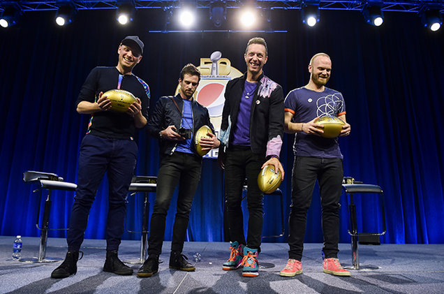 Coldplay during the Pepsi Super Bowl 50 Halftime Show press conference held at the Moscone Center West in San Francisco on Feb. 4 2016.                  Anthony Behar