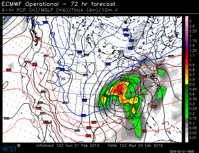 Computer model projection at 7am ET Wednesday