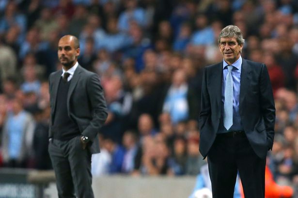 Manchester City manager Manuel Pellegrini stands as Bayern Munich manager Josep Guardiola in 2013. Pep Guardiola will arrive at Manchester City in the summer charged with the responsibility of taking the club to the next level domestically