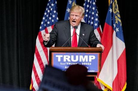 Republican presidential candidate Donald Trump spoke at a campaign event in Atlanta on Sunday