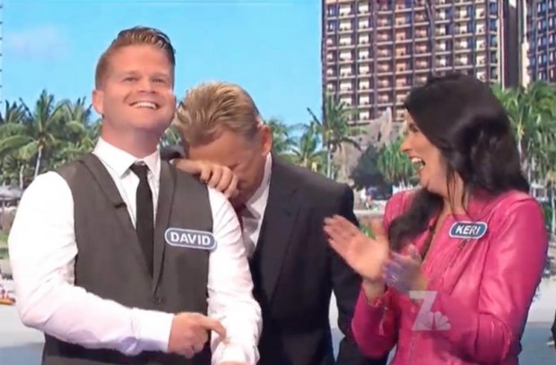 David and Keri Dailey with Wheel of Fortune host Pat Sajak. Image source David Dailey Facebook