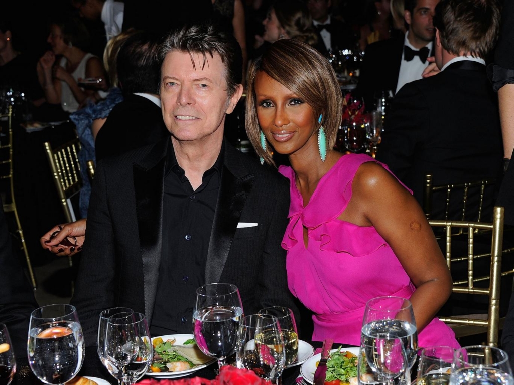 David Bowie with Iman Abdulmajid Andrew H. Walker  Getty Images for DKMS