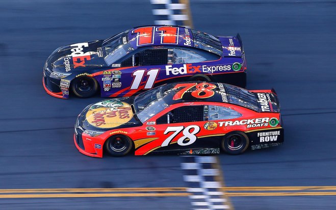 Denny Hamlin wins the 58th Daytona 500-by a hair- Watch