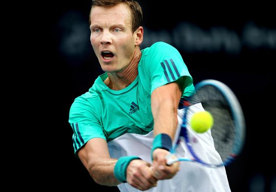 Czech Republic returns the ball to Thomas Fabbiano from Italy during the 3rd day of Dubai Tennis Championships in Dubai United Arab Emirates Wednesday Feb. 24 2016