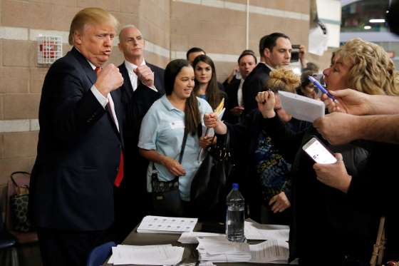 Donald Trump and Bernie Sanders give their victory speeches in New Hampshire after the primary victories. AFP