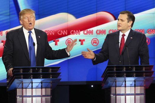 Donald Trump faces off at Republican Debate against Senator Ted Cruz