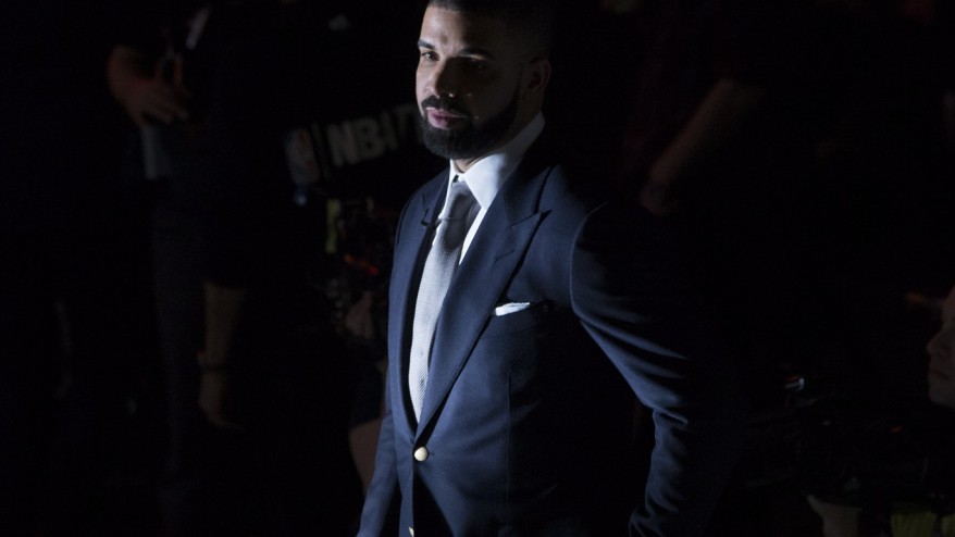 Drake takes to the court before the NBA celebrity all-star game in Toronto on Friday