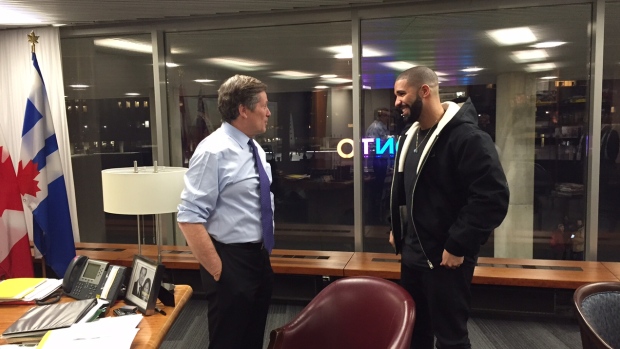 Drake met with Mayor John Tory at his City Hall office on Feb. 3 to discuss his contributions and future goals for the city of Toronto