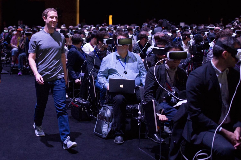 Facebook CEO Mark Zuckerberg is seen here at a Samsung event at the Mobile World Congress in Barcelona Spain Feb. 21 2016