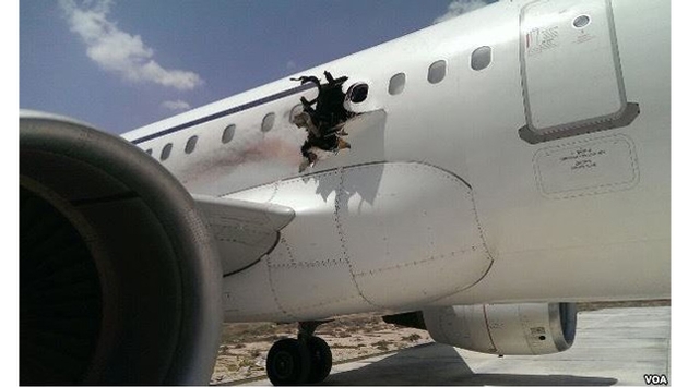 Explosion Rips Hole in Daallo Airlines Airplane Fuselage