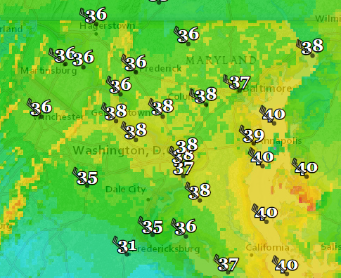 Forecast wind gusts late Saturday morning